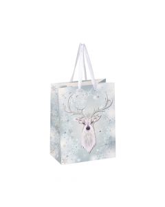 Deer gift bag, paper, 18x10x23 cm, white, 1 piece