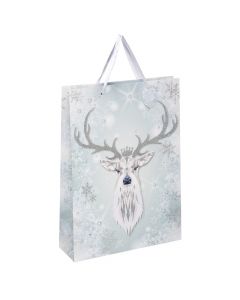 Deer gift bag, paper, 33x18x36 cm, white, 1 piece