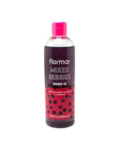 Xhel trupi për dush Mixed Berries, Flormar, plastikë, 350 ml, e kuqe dhe lejla, 1 copë