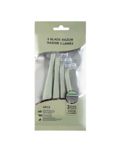 Eco-friendly men's razor with 3 edges, Miniso, stainless steel, bio-degradable wheat straw, 12x4 cm, grey, 4 pieces