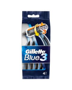 Blue 3 men's disposable razor blade, Gillette, plastic and stainless steel, 21x8 cm, blue, 6 pieces