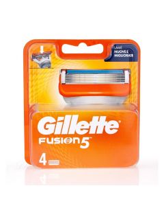 Men's razor heads Fusion 5, Gillette, plastic and stainless steel, 11x10.5x2 cm, orange, 4 pieces