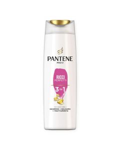 Shampo 3 në 1 për flokë kaçurrela, Pantene, plastikë, 225 ml, e bardhë dhe rozë, 1 copë