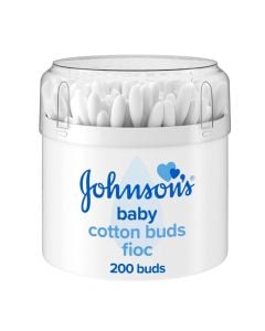 Cotton fiocs, Johnson's, cotton and plastic, 9x9x9.2 cm, white, 200 pieces
