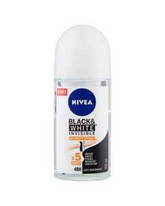 Antidjersë roll-on për femra Black&White Ultimate Impact, Nivea, plastikë dhe qelq, 50 ml, e bardhë, portokalli dhe e zezë, 1 copë