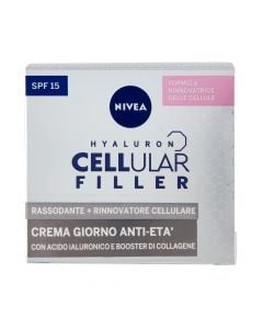 Krem anti-rrudhë për trajtimin e fytyrës gjatë ditës, Hyaluron Cellular Filler, Nivea, plastikë dhe qelq, 50 ml, e bardhë, 1 copë
