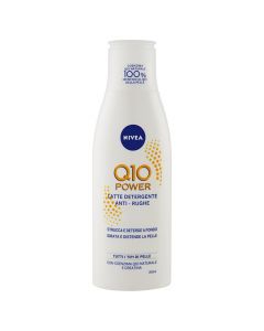 Anti-wrinkle face cleansing milk, Q10 Power, Nivea, plastic, 200 ml, white, 1 piece