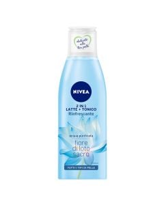 2 in 1 cleansing milk and refreshing tonic for face, Purifying Water, Nivea, plastic, 200 ml, light blue, 1 piece