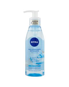 Cleansing oil for the skin of the face and eyes, Nivea, plastic, 150 ml, blue and transparent, 1 piece