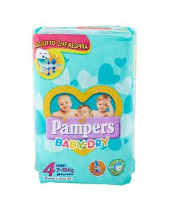 Diapers for babies, Baby Dry, Pampers, cotton, Maxi, no. 4, 7-18 kg, 17 pieces, with tape sticker