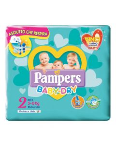Diapers for babies, Baby Dry, Pampers, cotton, Mini, no. 2, 3-6 kg, 24 pieces, with tape sticker