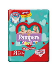Diapers for babies, Baby Dry, Pampers, cotton, Midi, no. 3, 6-11 kg, 19 pieces, underwear