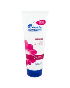 Hair conditioner for straight hair, Smooth and Silk, Head & Shoulders, plastic, 220 ml, white and pink, 1 piece
