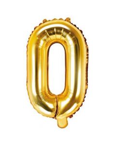 Balloon in the shape of "O" letter, nylon and refined aluminum, 35 cm, gold, 1 piece