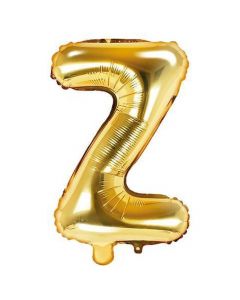 Balloon in the shape of "Z" letter, nylon and refined aluminum, 35 cm, gold, 1 piece