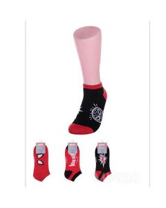 Çorape për meshkuj, Marvel, Miniso, pambuk dhe elastan, standarte, e zezë dhe e kuqe, 1 palë