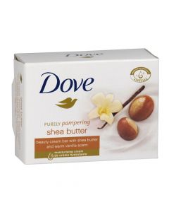 Solid soap bar, Shea Butter, Dove, paper, 100 g, white and brown, 1 piece