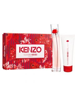 Set eau de parfum (EDP) dhe qumësht trupi për femra, Flower by Kenzo Eau de Vie, Kenzo, qelq dhe plastikë, 30+75 ml, e bardhë dhe e kuqe, 2 copë