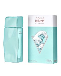 Eau de toilette (EDT) for women, Aqua pour Femme, Kenzo, glass, 50 ml, cyan blue, 1 piece