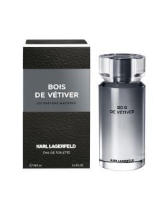 Eau de toilette (EDT) for men, Bois de Vetiver, Karl Lagerfeld, glass, 100 ml, black and gray, 1 piece