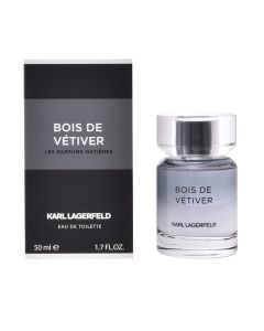 Eau de toilette (EDT) for men, Bois de Vetiver, Karl Lagerfeld, glass, 50 ml, black and gray, 1 piece