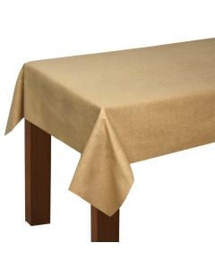 Mbulesë Tavoline me pecetë, kafe me bezhë, 140x240 cm, 12 peceta