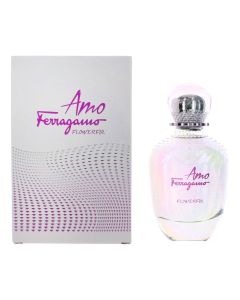 Eau de toilette (EDT) for women, Amo Flowerful, Salvatore Ferragamo, glass, 100 ml, white and purple, 1 piece