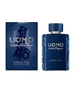 Eau de toilette (EDT) for men, Uomo Urban Feel, Salvatore Ferragamo, glass, 100 ml, blue and silver, 1 piece