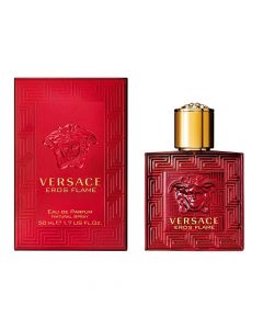 Eau de parfum (EDP) for men, Eros Flame, Versace, glass, 50 ml, red and gold, 1 piece