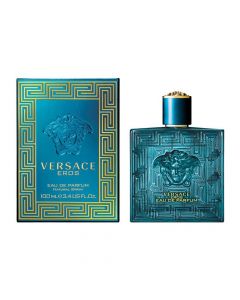 Eau de parfum (EDP) for men, Eros, Versace, glass, 100 ml, turquoise and gold, 1 piece