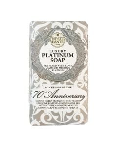 Sapun i ngurtë me platin, Luxury Platinum Soap, Nesti Dante, letër, 250 g, e bardhë dhe gri, 1 copë