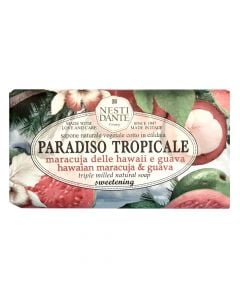 Sapun i ngurtë me fruta tropikale, Paradiso Tropicale, Nesti Dante, letër, 250 g, e bardhë, e kaltër dhe e kuqe, 1 copë