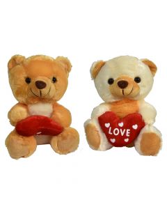 Teddy bear plush with heart decoration, Orsetti, synthetic polyester, 20 cm, miscellaneous, 1 piece