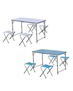 Tavolinë e palosshme me 4 stola, alumin, poliester