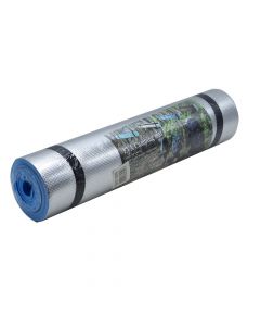Camping roll mat, aluminum and foam, 180x50x0.6 cm, silver and blue, 1 piece