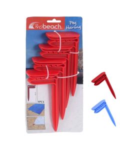 Multi-purpose pegs, ProBeach, plastic, 15.5 cm, red, 4 pieces