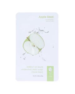 Maskë për fytyrën, Apple Seed, Energy of Fruits, mëndafsh, 19x12 cm, e bardhë dhe e gjelbër, 1 copë