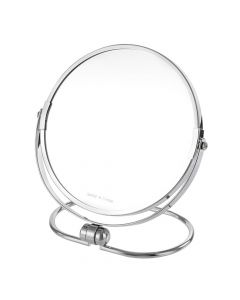 Pasqyrë kozmetike me mbajtëse, Miniso, hekur dhe qelq, 18 cm, argjend, 1 copë