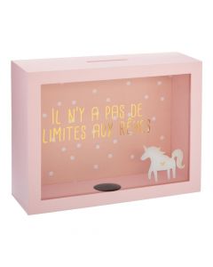 Kuti kursimi për fëmijë, Atmosphera, dru MDF, qelq dhe letër, 22x7.9x17.5 cm, rozë, 1 copë
