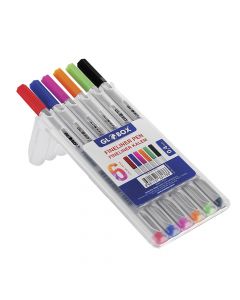 Colored pens, Fineliner, Globox, plastic, 14x0.8 cm, miscellaneous, 6 pieces