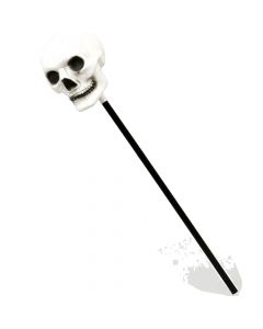 Staff with skull, plastic, 60 cm, balck, white