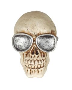 Decorative skull with sunglasses, polyresin, 11 cm, beige, 1 piece