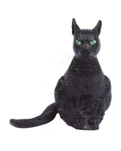 Decorative black cat, latex, 35 cm, black, 1 piece