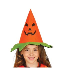 Hat pumpkin junior, 28 cm, polyester, orange, green
