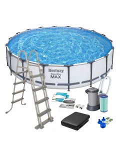 Bestway circular pool with filter pump, PVC / metal, blue, Dia. 5.49 mt x depth 1.22 mt