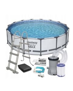 Bestway circular pool with filter pump, PVC / metal, gray, Dia. 4.57 mt x depth 1.07 mt