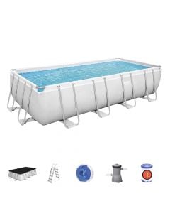 Bestway pool with filter pump, PVC / metal, gray, 4.88 mt x 2.44 mt x depth 1.22 mt