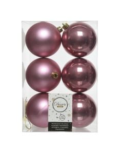 Sferë dekoruese (Pk 6), plastike, rozë, Dia. 8 cm