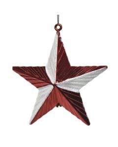 Hanging decorative star, plastic, red / green, 9 cm