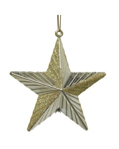Decorative star with hanging, plastic, gold, 9 cm